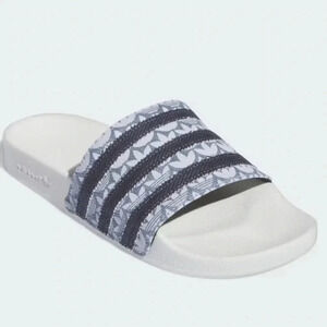 Adidas Men’s Adilette Slides Denim Blue 3-Stripes Comfort Sandals Size 12 NWT